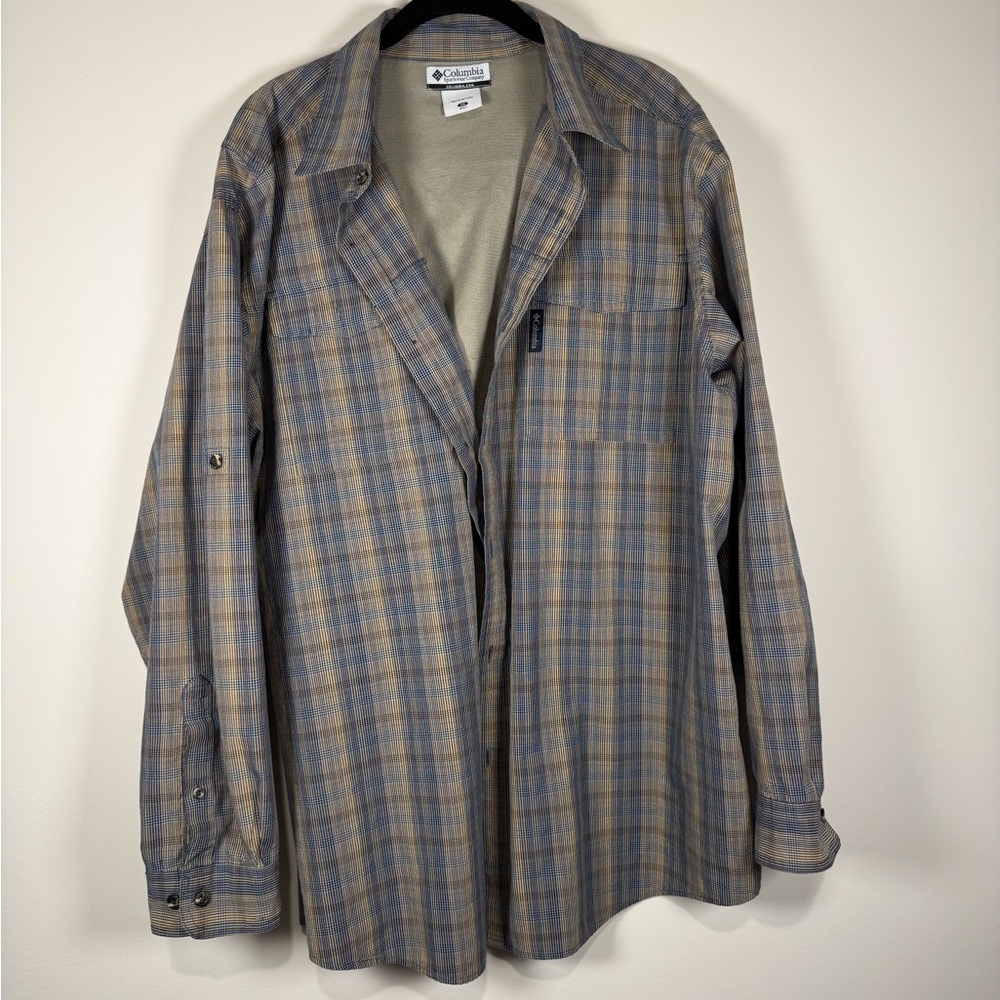 Columbia Men's Lightweight Plaid Shirt Jacket - Blue and Tan